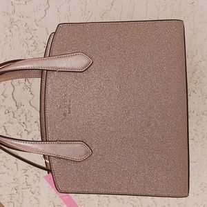 Kate Spade Tinsel Glitter Fabric Satchel Crossbody Bag. Rose gold  color.